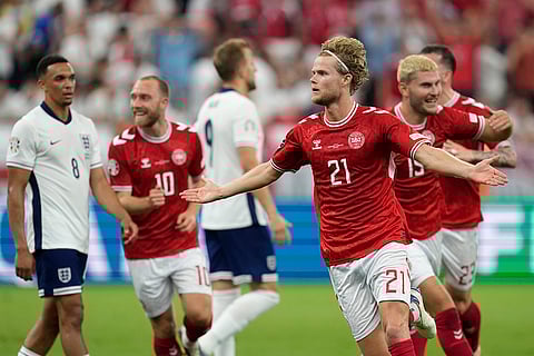 Morten Hjulmand celebrate after scoring his sides first goal
